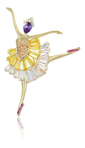 Broche Bailarina Oro 18k Lam Swarovski Ballet Calidad Premiu