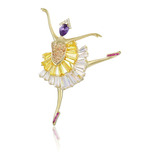 Broche Bailarina Oro 18k Lam Swarovski Ballet Calidad Premiu