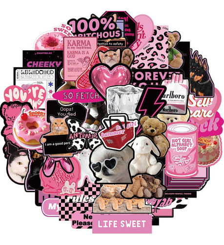 Pink Emo Gotico Cute Stickers 50 Calcomanias Pvc Vs Agua