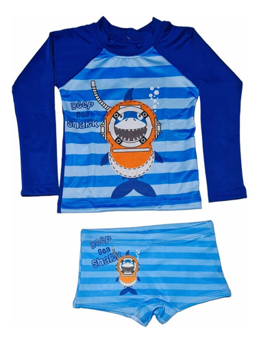 Sunga Blusa De Proteção Uv Infantil Shark Patrulha Biquini 