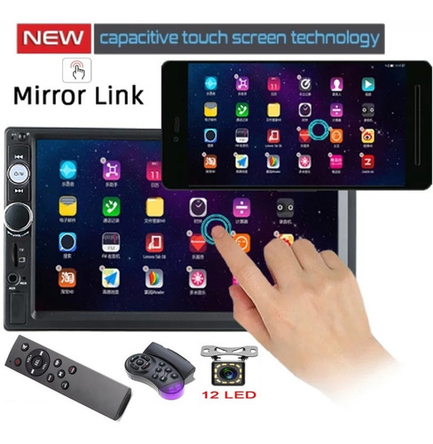 Auto Estereo Pantalla Touch 2din Bluetooth Mp3 Usb+camara De Reversa De 12led Mirror Link Control Para Volante 7010b