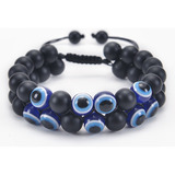 Elegante Pulsera Doble Ojo Turco B432 Proteccion Mal De Ojo