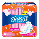 Toallitas Femeninas Always Suave Protección Plus Nuevo Diseño Con Alas 8 U