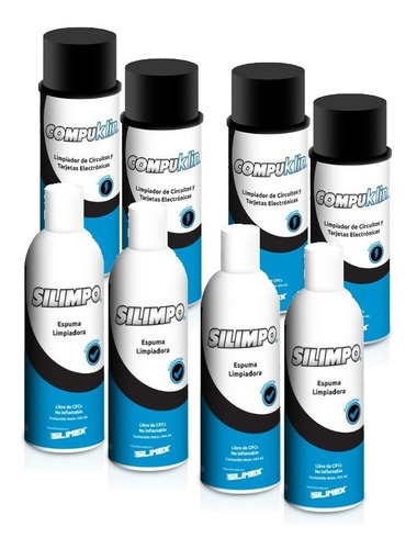 Kit 4 Espuma Y 4 Spray Limpiadores Silimex  