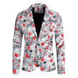 Chaqueta Blazer De Un Solo Pecho Con Estampado De Moda L For