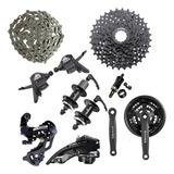 Kit Grupo 24v 3x8 Alavanca Câmbios Cassete K7 Bike C/ Cubos