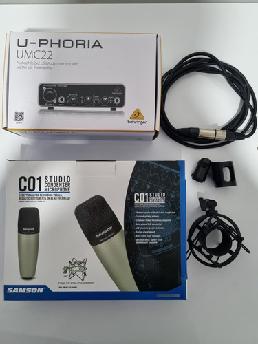 Placa Behringer Umc22 + Mic Samson C01 + Soporte