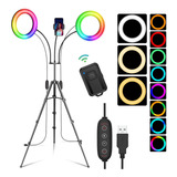 Anillo De Luz Rgb Dual De 8 Pulgadas Con Soporte Y Soporte P