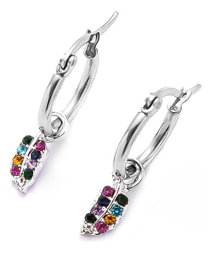 Par Aros Argolla 15mm Pluma C/ Strass Multicolor C:4375