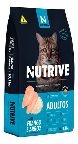 Alimento Nutrive Select Gatos Adultos Frango E Arroz  10,1kg