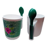 Tupperware Taza Decorada Con Cuchara De Regalo