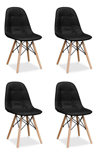 Silla Eames Capitone Tapizada Set X 4  Velvet Decoraciones