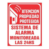 Cartel Propiedad Protegida Con Alarma 14x30 Cm Alto Impacto