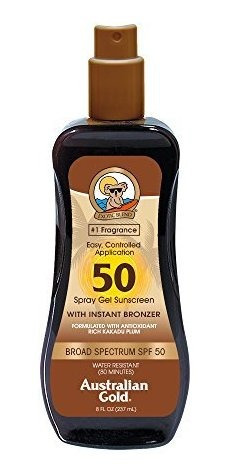 Australiano Oro Spf 50 Spray De Gel Bronceador Con 8 Onzas