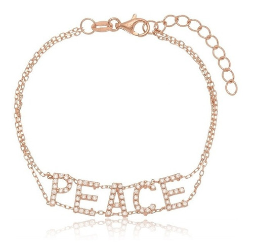 Pulseira Prata Banho Ouro Rose Peace