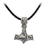 Cadena, Collar Para Hombr Hombres Vikingo Cuero Nórdico Thor