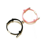 Pulseras Para Pareja Imán Magnéticas Rosa-negro Sol & Luna