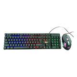 Kit Teclado E Mouse Gamer Com Fio - Ergonômico Led Colorido