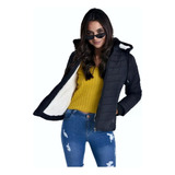 Campera Inflable Mujer Polar Impermeable Capucha Desmontable