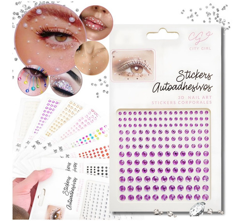 X10 Gemas Autoadhesiva Strass Stickers Faciales Tatto Fiesta