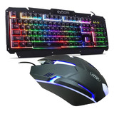 Teclado Gamer Metal Bk-g200 + Mouse Gamer Usb Kp-v40 Preto