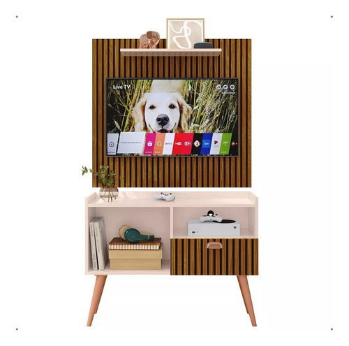 Conjunto Sala Rack E Painel Tv 32 Retro Apartamento Luxo