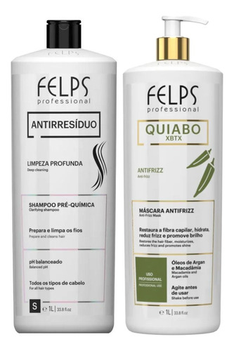 Felps - Progressiva Okra Litro  + Shampoo Antiresiduo Litro