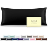 Funda De Almohada Corporal Seda Con Cremallera Color Negro