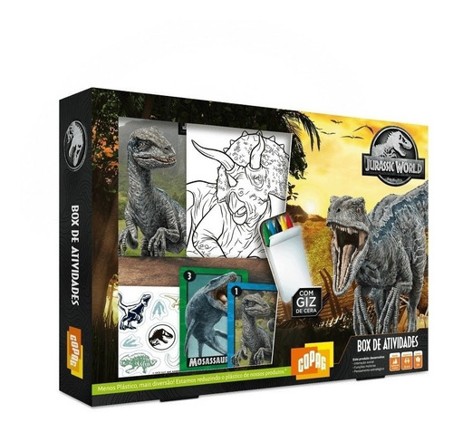 Jogo Box De Atividades Jurassic World Com Giz De Cera Copag