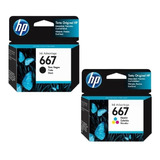 Kit De Tinta Hp 667 Negra Y Tri Color 3ym78al 3ym79al