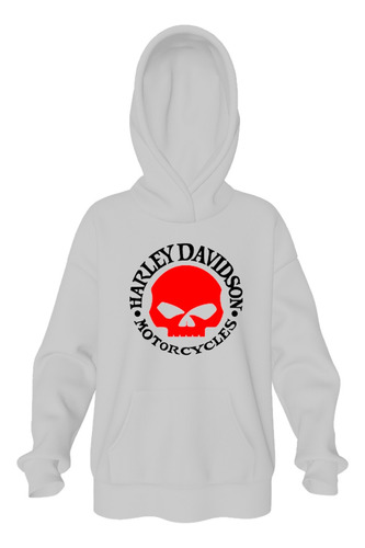 Buzo Harley Davidson - Blanco Hoodie - Con Capucha - Unisex 