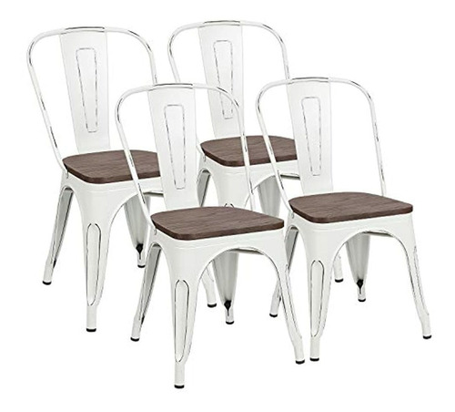 Sillas De Comedor De Metal Con Asiento De Madera