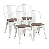 Sillas De Comedor De Metal Con Asiento De Madera