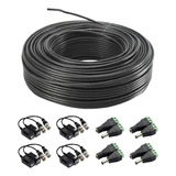 Kit Cable De 100m + 4 Conectores Macho Hembra + 4 Balunes