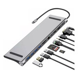 Dock Hub Usb C 10 En 1 / Hdmi / Vga / Usb 3.0 / Sd / Audio