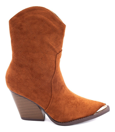 Bota Vaquera De Tacon Casual Mujer Hanna Mx The Rodeo Tan