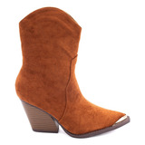 Bota Vaquera De Tacon Casual Mujer Hanna Mx The Rodeo Tan