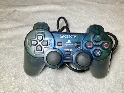 Controle Sony Playstation Dualshock 2 Ocean Blue Manchado