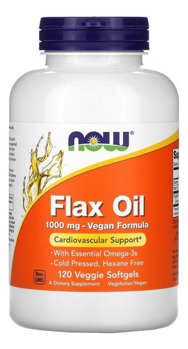 Now Foods Aceite De Lino Flax Oil 1000mg 120softgels Sfn Sabor Sin Sabor