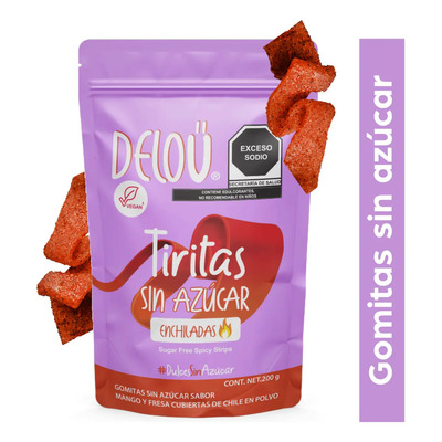 Deloü Tiritas Enchiladas Veganas Sin Azúcar Mango Fresa 200g