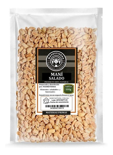 Maní Natural Salado X1000g Kilo - Kg a $22