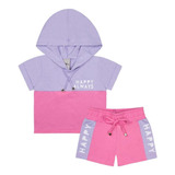 Conjunto Infantil Feminino Blusa E Shorts Rosa Chiclete