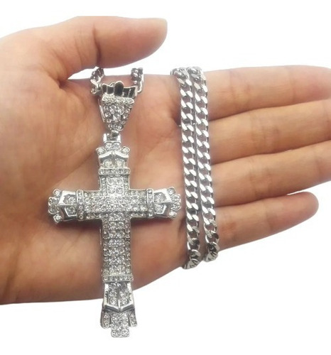 Colar Crucifixo Cruz Jesus Cristo Cravejado Zirconia Ice