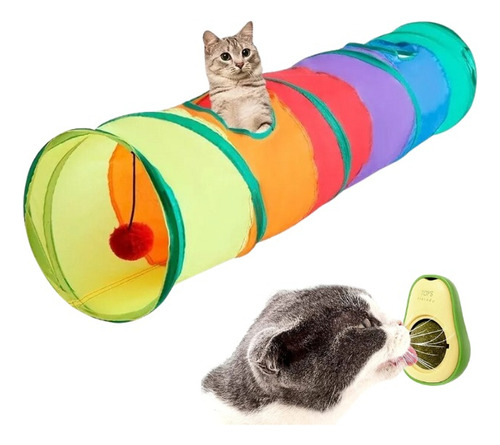 Kit Brinquedo Gato Abacate Catnip + Túnel Para Gatos