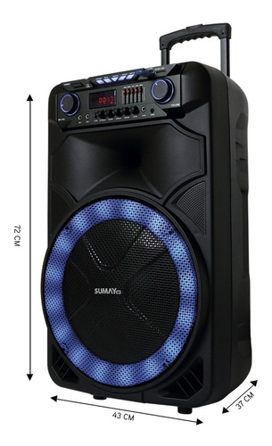 Alto-falante Sumay Thunder X Sm-cap18t Portátil Com Bluetooth Preto 110v/240v 