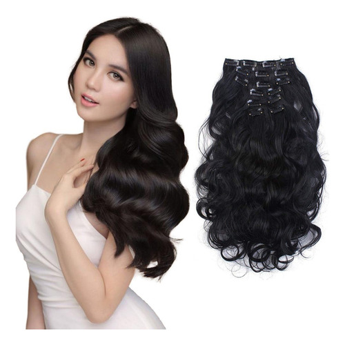 Extensiones De Cabello Con Clip Rizado Larga 50 Cm 7 Piezas