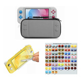 Estuche Rígido Gris Switch Lite + Vidrio Templado + 2 Caps