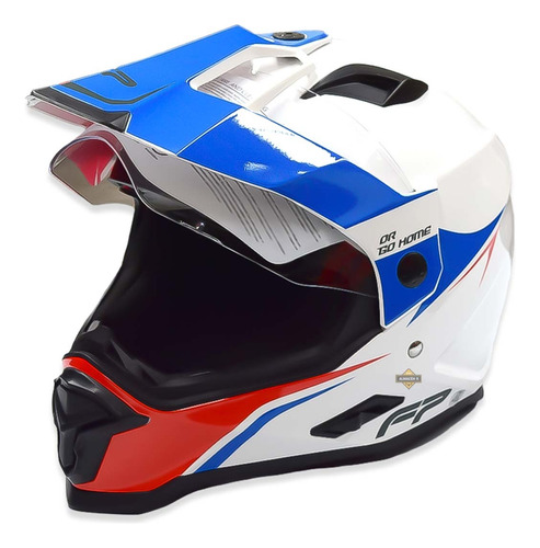 Casco Doble Próposito Moto Fp Barstow 313e Blanco-azul-rojo