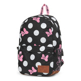 Mochila Escolar Mooving De Espalda Minnie Mouse Lunares Color Negro Diseño De La Tela Textil