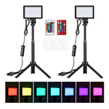 Andoer-2 Lámpara Fotografía Rgb 2 Pack Usb Dimmable Con Tríp